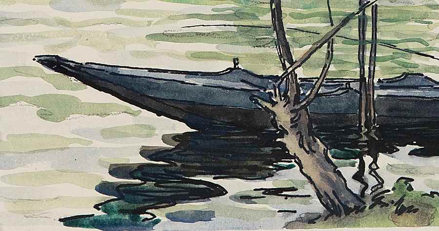 Pêcheur sur la Cure - Paulémile Pissarro (1884 - 1972)